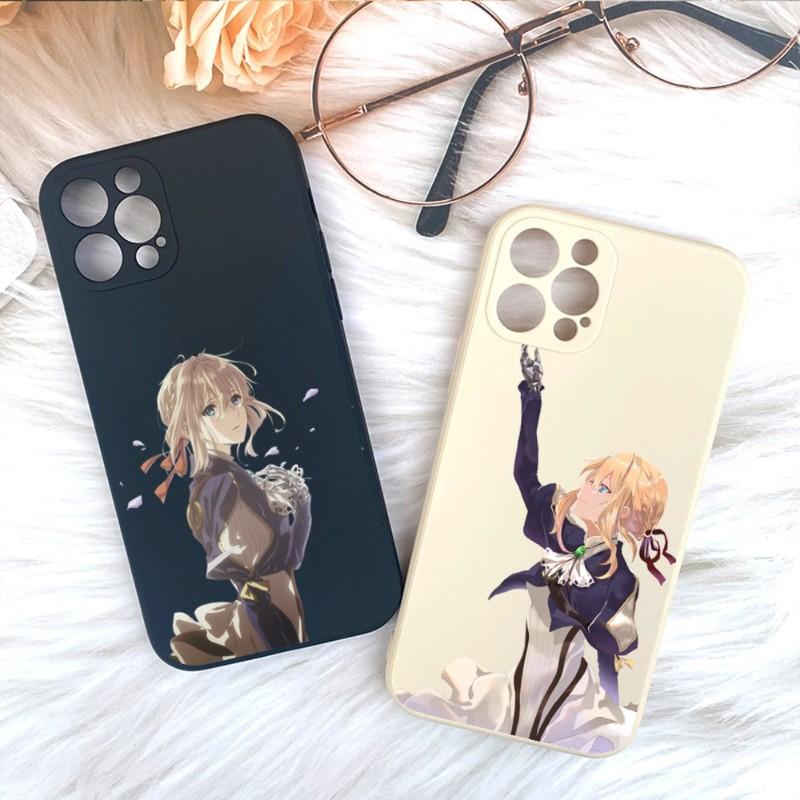 Violet Evergarden Phone Case For IPhone 11 12 13 Pro Max X XR XS Max 6 6S 7 8 Plus SE 2022 Liquid Square Color Phone Cover