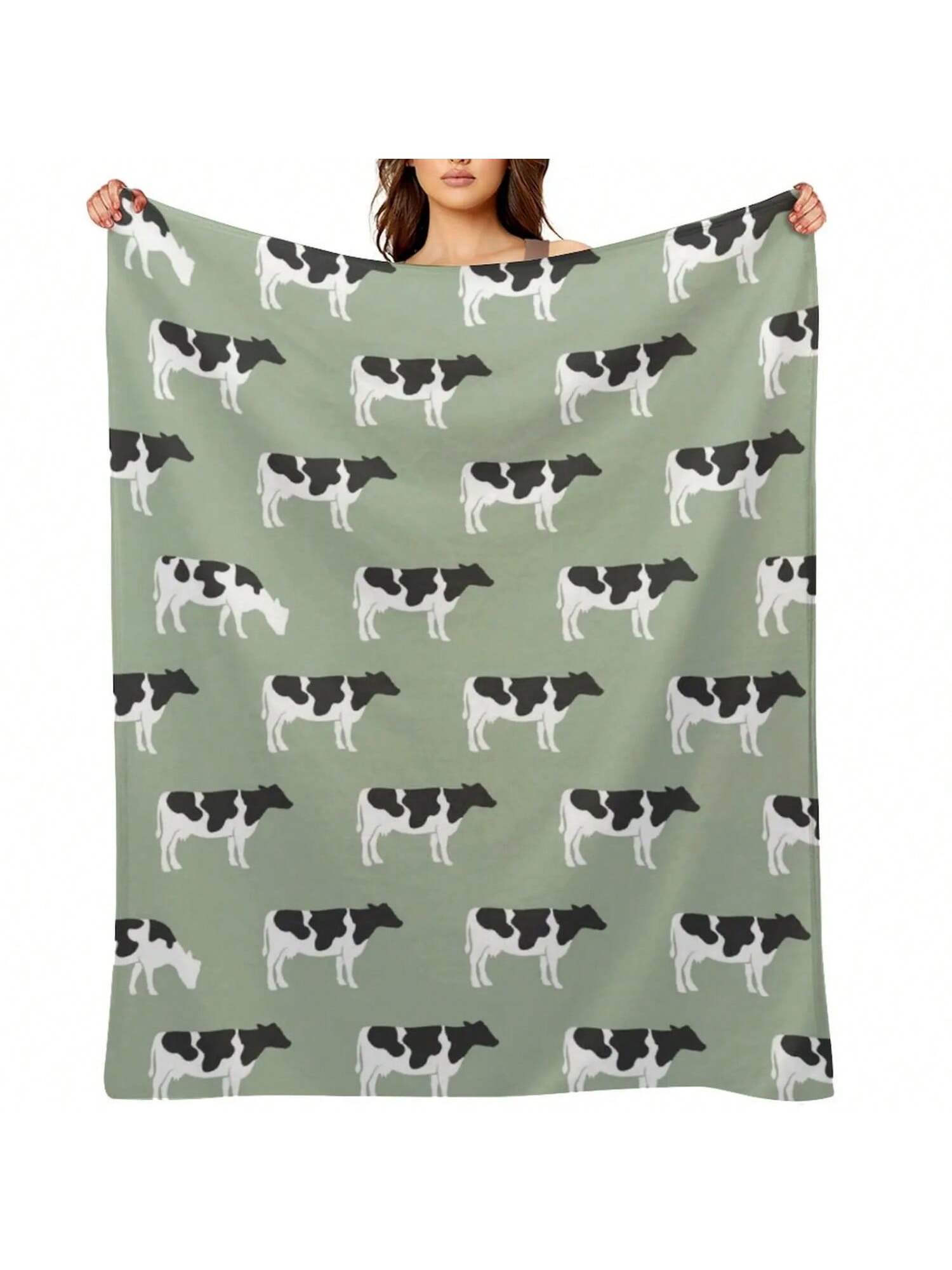 Коровы - Ферма - Молочные Коровы На Пледе Плюшевый Декоративный Плед Роскошный Плед Аниме Пледы 75X95CM