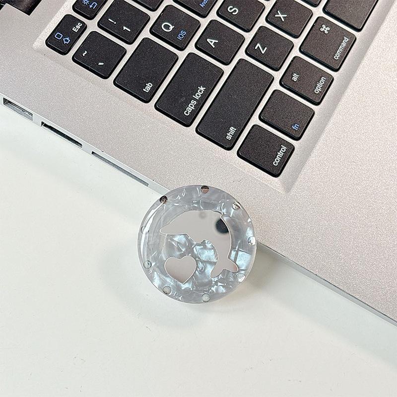 Rhinestone Dolphin Heart Mirror Magnetic Phone Holder - Stylish Desktop Accessory for Women