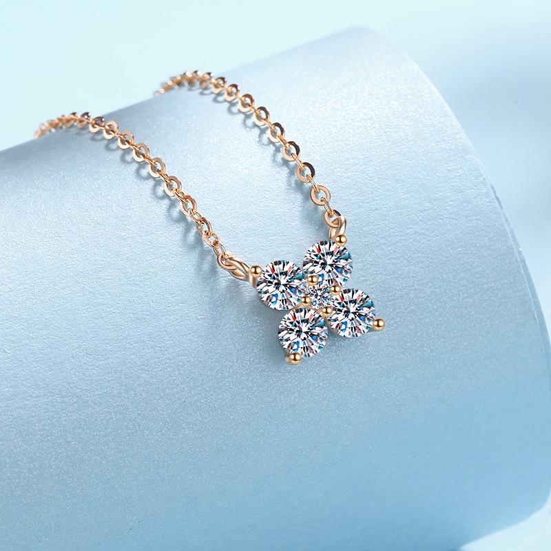 Girlfriend Valentine's Day 18K Rose Gold Necklaces Women Wedding Fine Jewelry Moissanite Diamond Daughter Birthday Gift