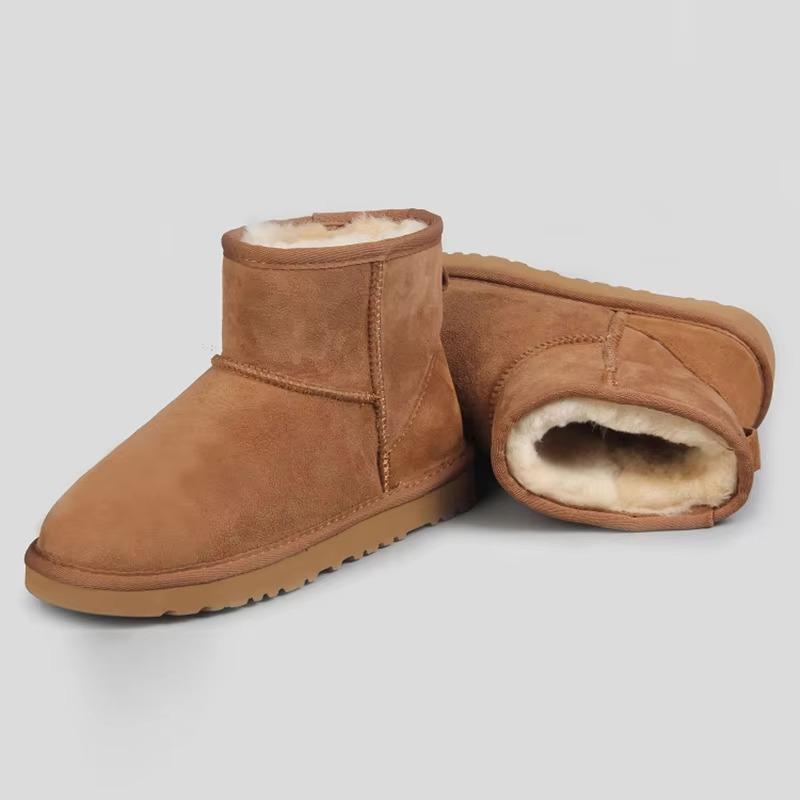 Women's Snow Boots 100% Genuine Sheepskin Leather Ankle Warm Winter Shoes Large Size 35-44 for Wholesale/Retail