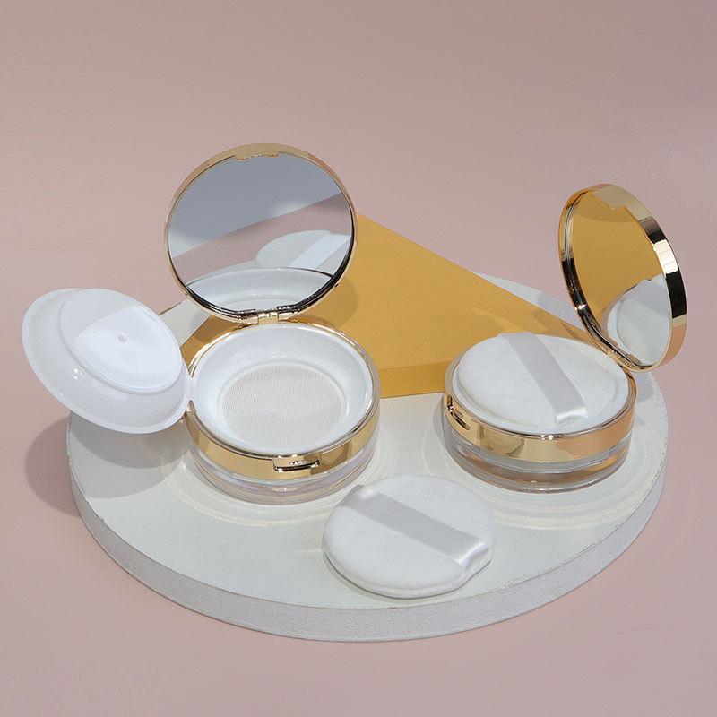 Portable Powder Box Handheld Empty Loose Powder Pot With Sieve Cosmetic Travel Makeup Jar Sifter Container With Powder Puff