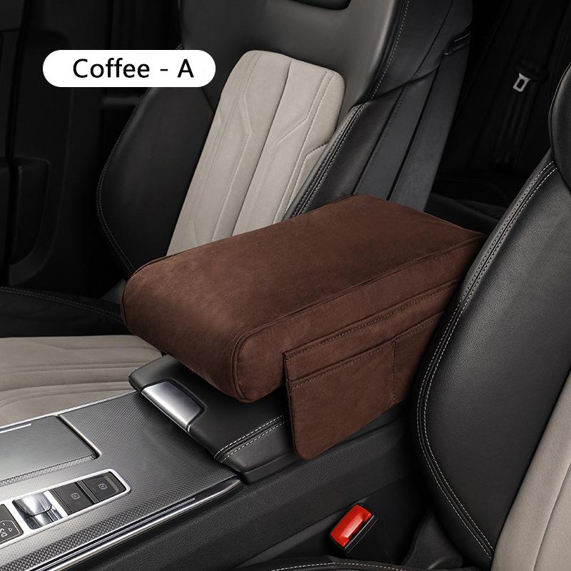 Car Armrest Cushion Suede Armrest Cup Holder Center Console Increased Elbow Support  Armrest Cushion Vehicle Arm Storager Box