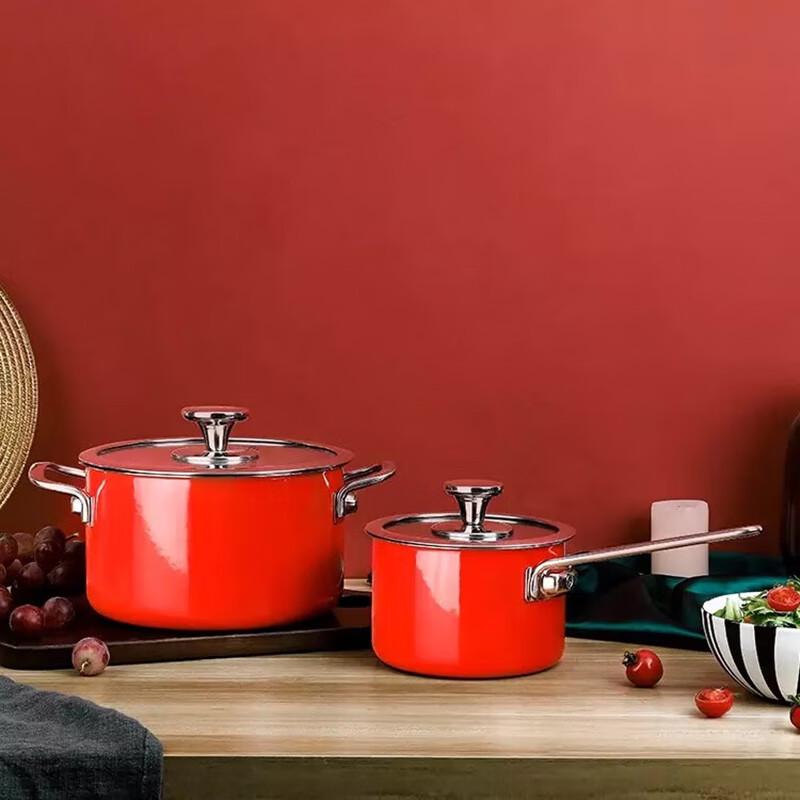 Sohome Stainless Steel Red Enamel Pot Set
