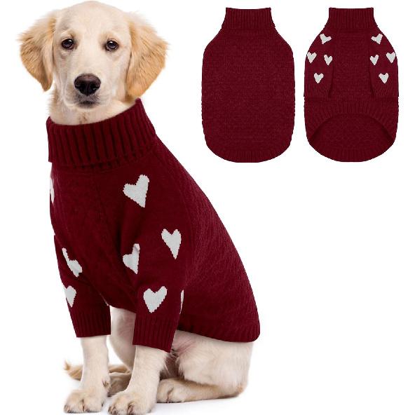 Kuoser XS Dog Sweater, Warm Winter Fall Puppy Sweaters for Extra Small Dogs Boy Girl, Solid Pullover Turtleneck Knit Sweater Thick Long Sleeve