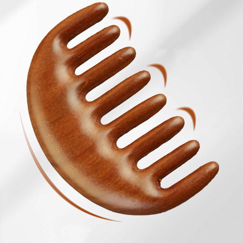 Sandalwood Massage Comb Head Meridian Scalp Comb Face Eye Shoulder Neck Scraping Treatment Anti-Static Wide Tooth Comb
