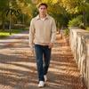 School Wear for Men Quarter-Zip Sweatshirt, Long Sleeve Turndown Collar Outdoor Sports Pullover Solid Color Shirt Fall Winter Comfortable Daily