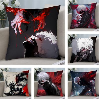 Tokyo G-Ghoul K-Kaneki Ken Kissenbezug Plüschstoff Weich Beidseitiger Druck Sofakissenbezug Zierkissenbezüge