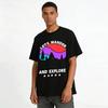 Outdoor Mountain Forest Color Block Print Casual Short Sleeve Tee Pure cotton T-shirt
