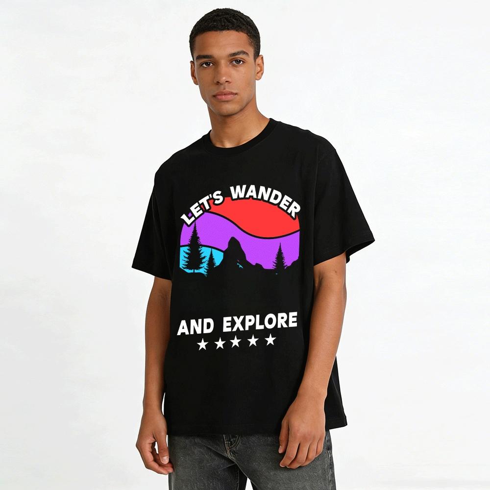 Outdoor Mountain Forest Color Block Print Casual Short Sleeve Tee Pure cotton T-shirt