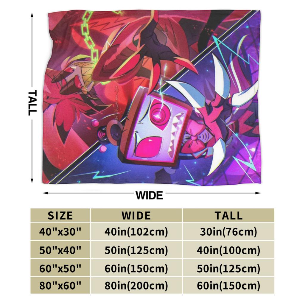 Hazbins Hotels Alastor Vox 2 Throw Blanket for Couch Soft Fuzzy Plush Blanket 50x60 Inch Multiple Sizes Bedspread for All Season