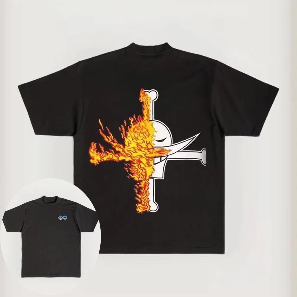 

One Piece Summer Men s T-shirt Japanese Anime Portgas D.Ace Autumn Boys Children s Short-sleeved Casual New Parent-child Outfit 4XL