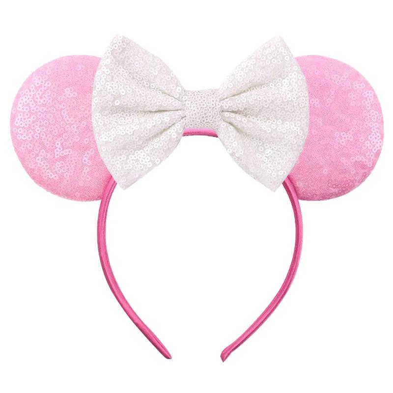 9.5 CM New Cute Glitter Crown Hairband Sequins Bows Mouse Ears Headband Kids Festival Party Cosplay Headband