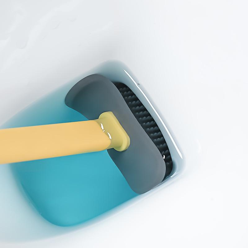 Toilet Brush Wc Gap Brush with Holder Silicone Toilet Brush Hanging Type Flat Head Flexible Bristles Brush Bathroom Accessories