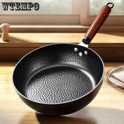 Poêle à frire à fond plat à double usage pour cuisine, poêle antiadhésive ménagère à l'ancienne non revêtue, adaptée pour cuisinière à induction et utilisation au gaz