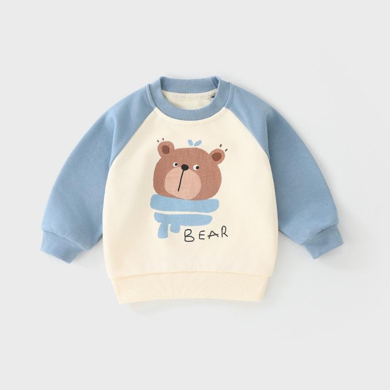 Cotton Kids Thermal Shirt Long Sleeve Top Cartoon Print Comfortable Basic Wear Soft Infant Shirt Class A Safety