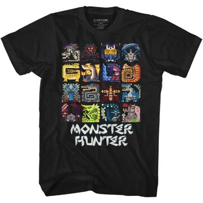 Camiseta Adulto Símbolos de Monster Hunter American Classics - Preto - XX-Grande