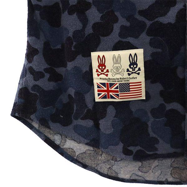 Psycho Bunny Camouflage Langarmshirt S Blau Logo Patch Golf Herren Gebraucht