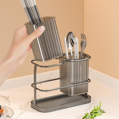 2025 Utensil Holder Plus Stainless Steel Knife Block Sink Caddy,Spoon Chopsticks Fork Drain Rack Kitchen Cutlery Storage Holder