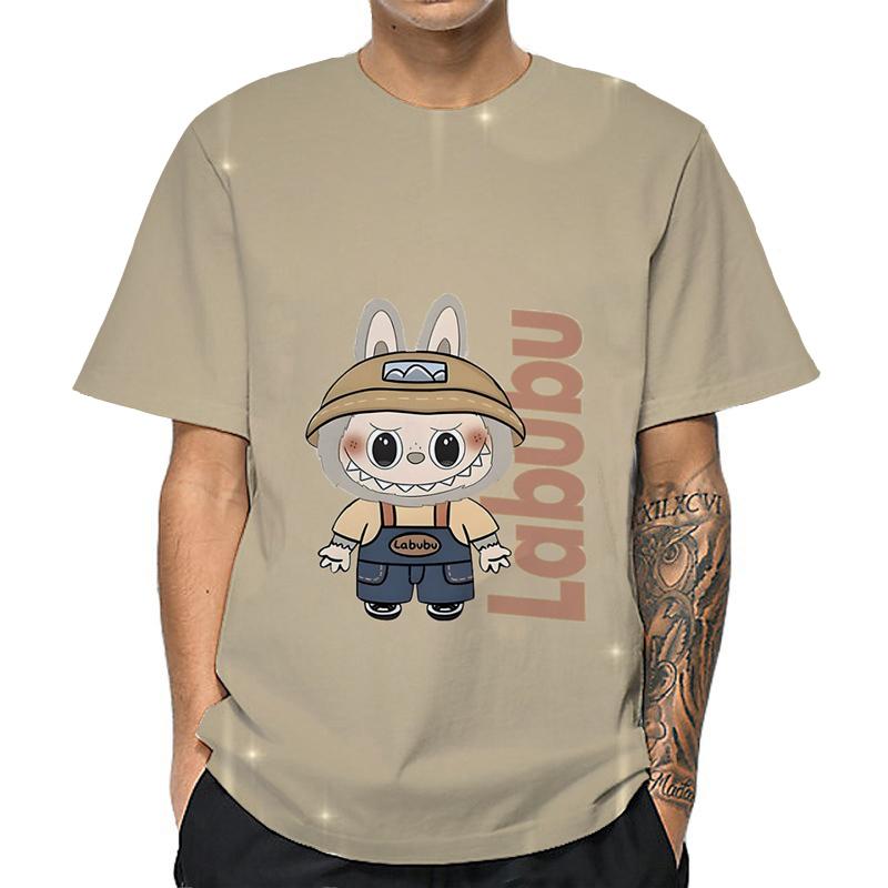 

Футболка женская с принтом мультяшного эльфа, графическая, Labubu, летняя, повседневная, мужская, топ, свободная, оверсайз, с коротким рукавом 3XL