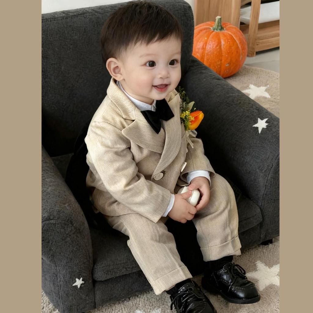 Jungen Anzug Frühling/Herbst: Erste Geburtstagsfeier Baby Formelle Kleidung, Britischer Stil Pageboy, Hochzeitsgast, Aufführungskostüm