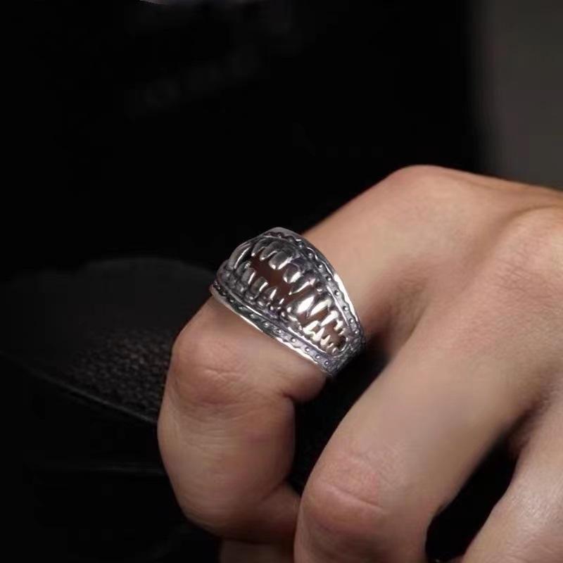 Retro Devil Tooth Wide Circle Devil Ring Men's Jewelry Japanese and Men and Women