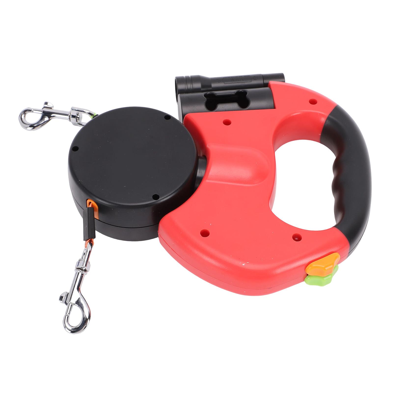Dual Retractable Dog Leash with Night Light Double Headed Extendable Pet Leash for 2 Dogs Walking