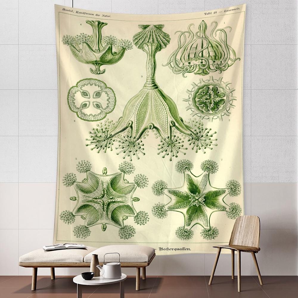 Octopus Jellyfish Classification Map Tapestry Wall Hanging Art Bohemian Style Psychedelic Dormitory Simple Home Decor