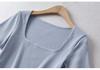 Women's European & American Style Crop Top: Generous Neckline, Tight Short Sleeves, Elastic, Sports Fitness Base Layer T-Shirt.