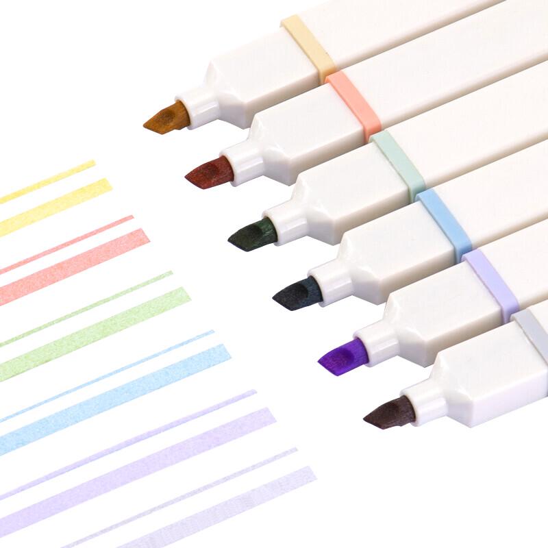 Deli Square Barrel Mixed Color Highlighter Set (6-Pack)