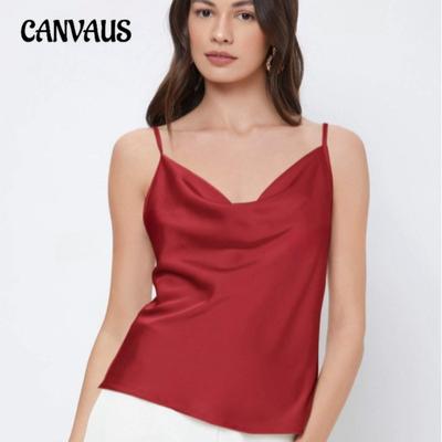 Women's Tank Top Pile Pile Neckline Over A Sexy Base Cropped Top