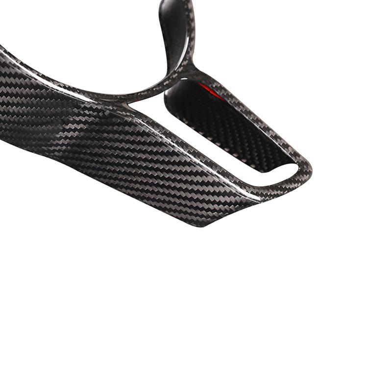 For Porsche Macan 2014 2015 2016 2017 2018   ABS Carbon Fiber Texture Interior Steering Wheel Cover Trim