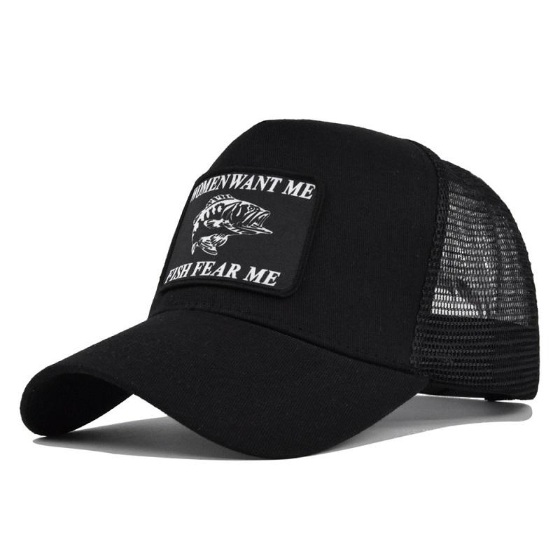 Stretch Ventilated Permeable Air Summer Hat Dad Adjustable Neutral Gender Women Men For Adult Trucker Cap Baseball Washed Me Fear Fish Want Hats