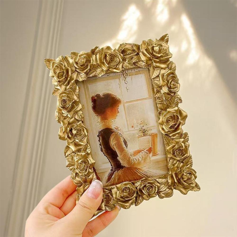 5/6/7 Inch Rose Edged Picture Frame European Style Photo Props Frame Ornaments  For Desktop
