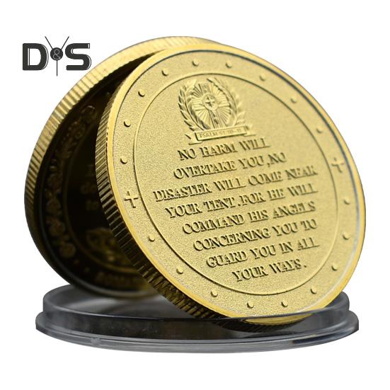 1/3/5Pcs Archangel Michael Challenge Coin Double-sided Carved Metal Medal Commemorative Medallion Round Collection Coin Home Office Desk Decoration