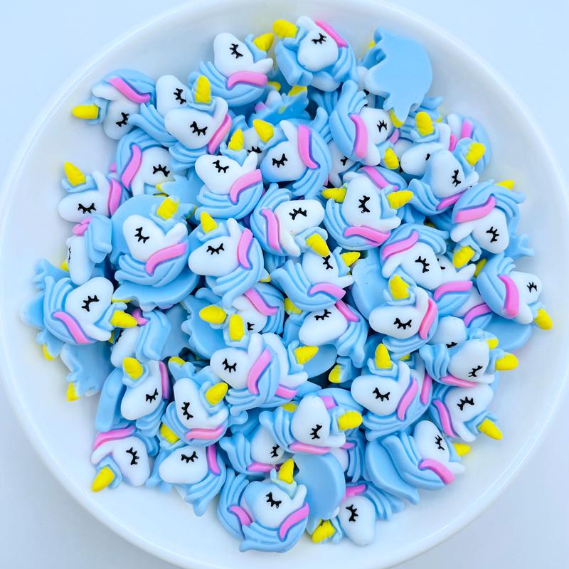 20 Pcs New Cute Mini Cartoon Blue Unicorn Flat Back Resin Cabochons Scrapbooking Diy Jewelry Craft Decoration Accessories A63