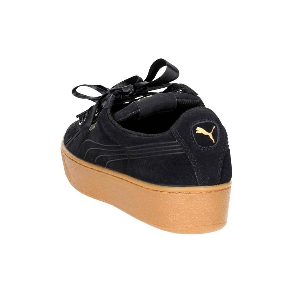 Puma Vikky Platform Ribbon Satin Retro Casual Lightweight Low-Top Sneakers Women Sneakers Black Rubber 364979-01
