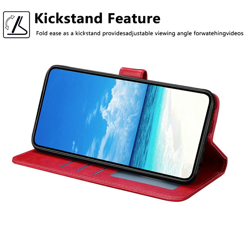 Wallet Case for Galaxy A16 - Leather/PU, Red, With Lanyard