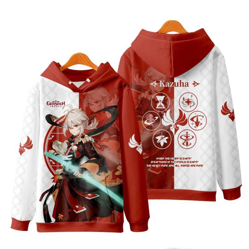 Game Genshin Impact Kazuha Cosplay Hoodies Male 3D Print Anime Sweatshirts Men Women Tracksuit Pullovers Coat Y2k Men's Clothing