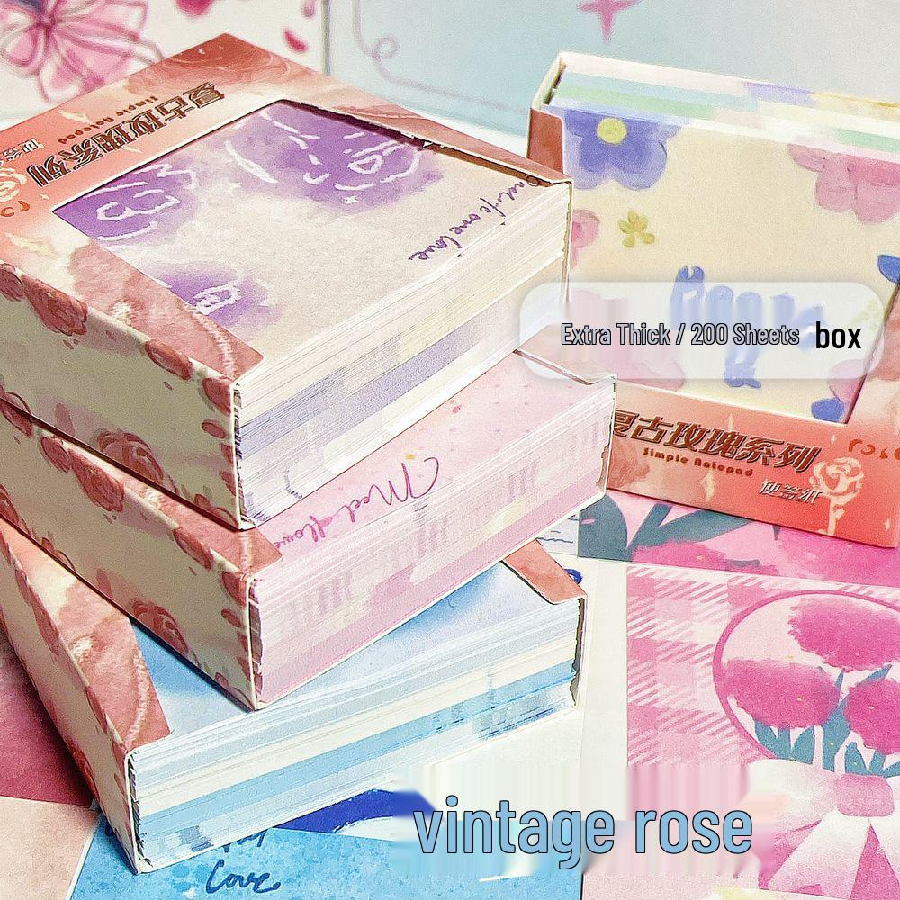 Retro Rose & Butterfly Heart Origami Sticky Notes: Tearable, Non-Adhesive, Colored Paper Pad for Students