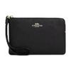 Corner Zip 16 Solid Pebble Grain Leather Wristlet Small Women Wristlet Black CP483-IMBLK