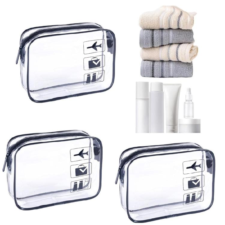 3Pcs Convenient Clear Travel Cosmetic Bags  Multifunctional Clear Bags Makeup Pouches For Toiletries And More