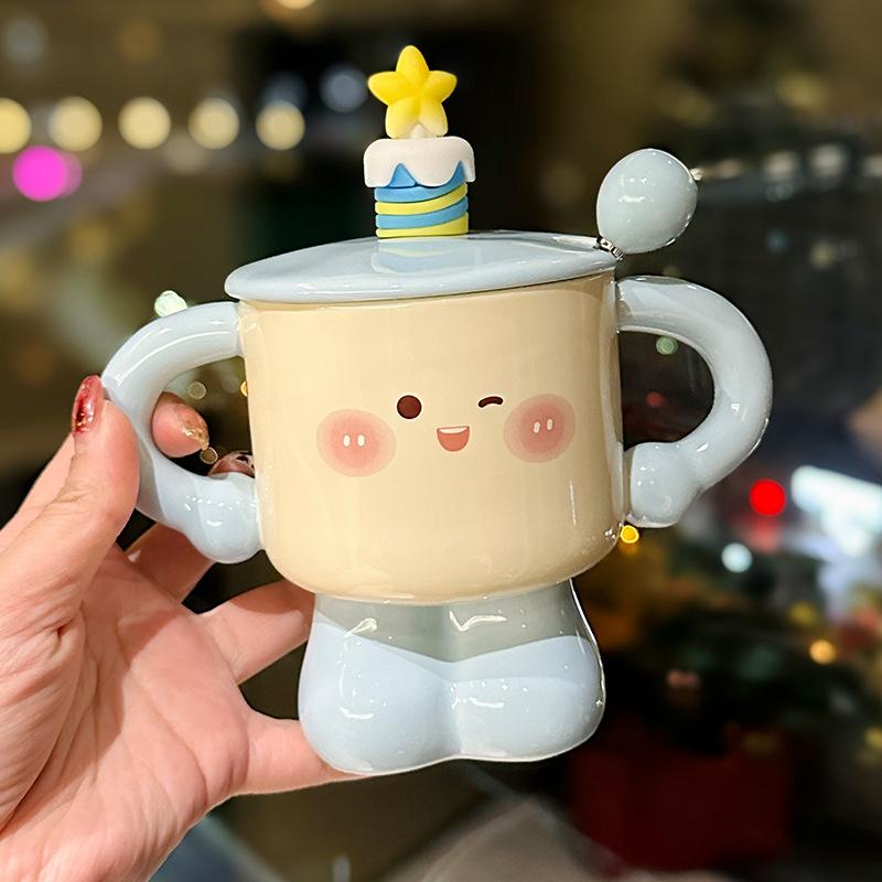 

Creative Gifts Funny Candles Star Cups Niche Ceramic Mugs Birthday Gifts for Besties Souvenirs 300ml