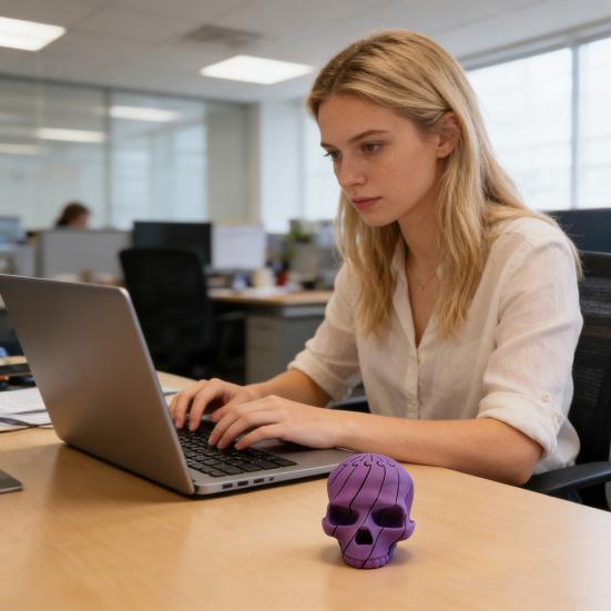 3D Printed Skull Ornament Spiral Sensory Fidget Toy Mini Flexible Skull Stress Relief Toy for Adults Kids Office Home Desktop Decor