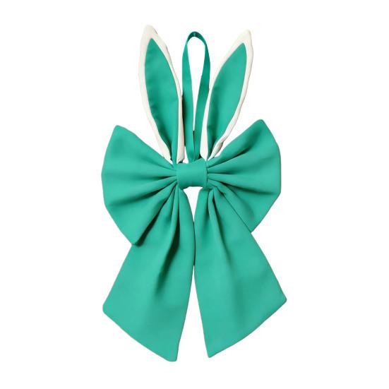 Easter Bow for Wreath Holiday Fabric Decorative Bow with Bunny Ear for Spring Summer Front Door Wall Window Indoor Outdoor Home Decor