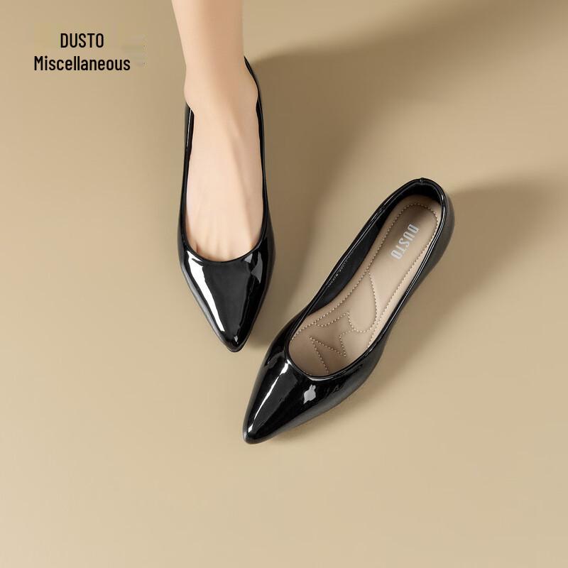 Dusto Women s Pointed Toe Patent Leather Low-Heel Flats 37