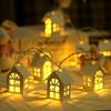 Nordic Style Wooden Cabin LED String Lights for Christmas - Battery-Powered Fairy Lights for Room or Bedroom Decoration