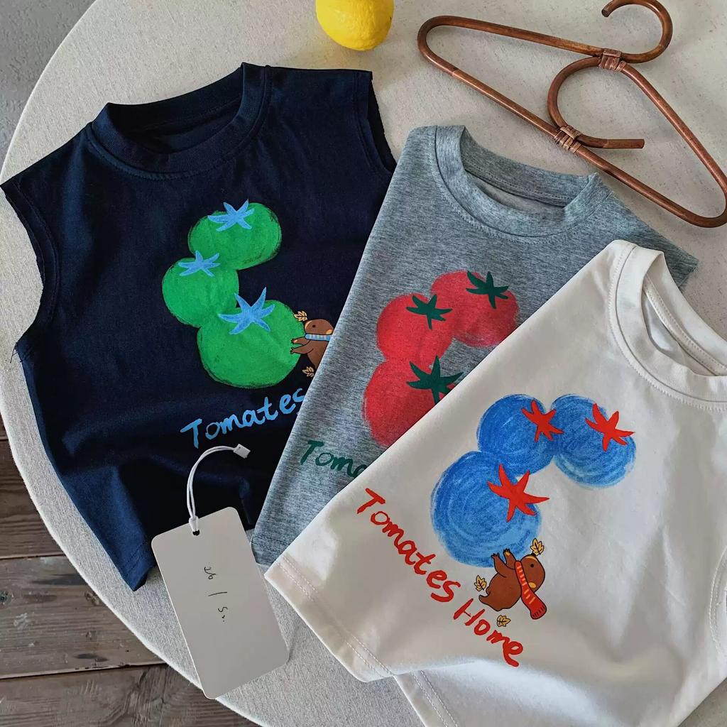 Kids Summer Round Neck Printed Tank Top for Boys and Girls