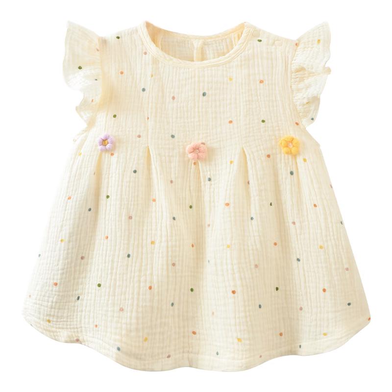 Baby Girl s Sleeveless Polka Dot Flutter Sleeve Summer Dress 90