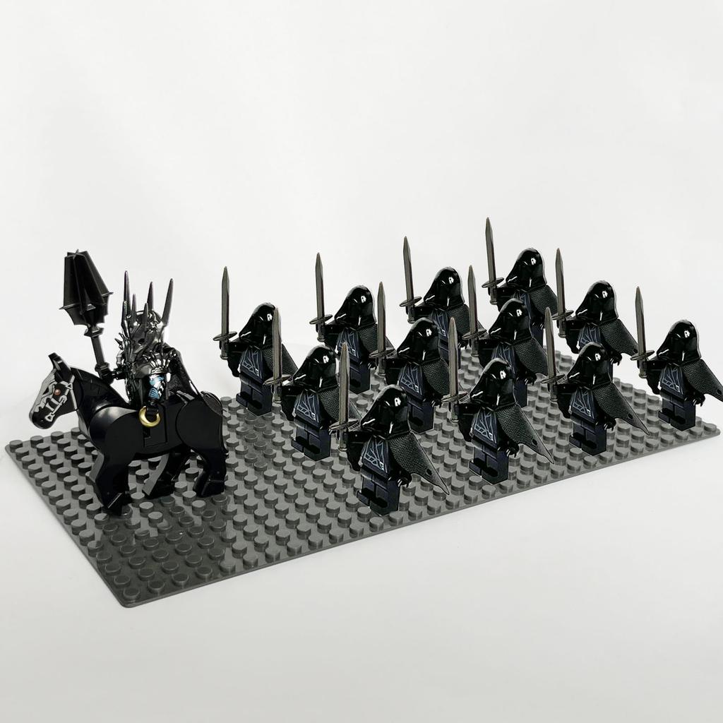 13pcs Medieval Soldiers Lord Sauron Witch-king of Angmar Shadow Orcs Strong Uruk-hai  Minifig Building Block Toys for Kids